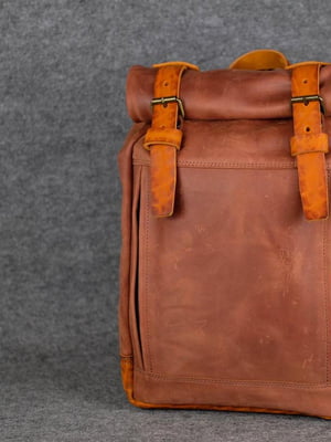 Шкіряний чоловічий рюкзак "Hankle H7" бурштинового кольору | 6797802