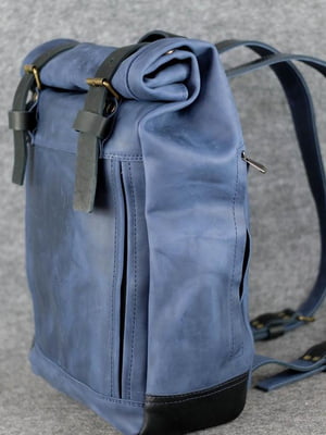 Шкіряний чоловічий рюкзак "Hankle H7" синій | 6797806