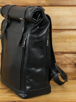 Шкіряний чоловічий рюкзак "Hankle H7" чорний | 6797807