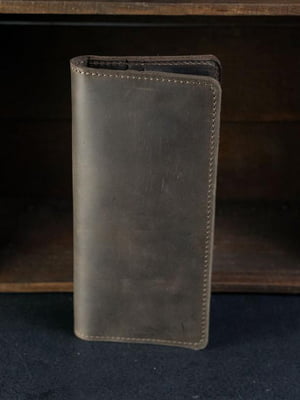 Шкіряний коричневий гаманець-клатч на 8 карт | 6797810