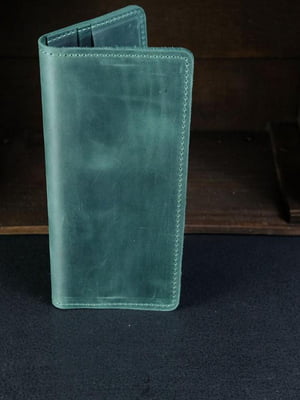 Зелений шкіряний гаманець-клатч на 8 карт | 6797821