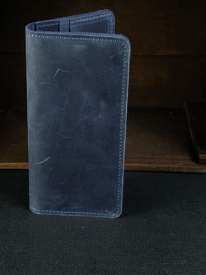 Синій шкіряний гаманець-клатч на 8 карт | 6797822