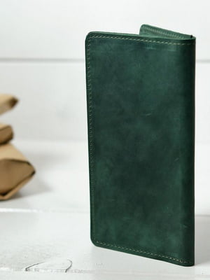 Кожаный кошелек-клатч зеленого цвета | 6797823