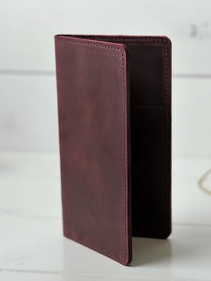 Шкіряний гаманець-клатч бордового кольору | 6797824