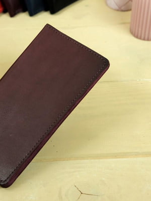 Шкіряний гаманець-клатч бордового кольору | 6797831