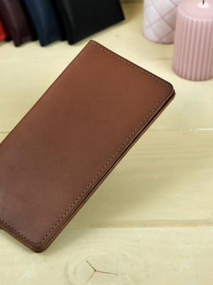 Шкіряний гаманець-клатч коричневого кольору | 6797832