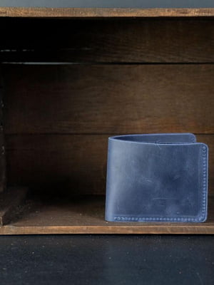 Шкіряний гаманець-портмоне синього кольору | 6797836