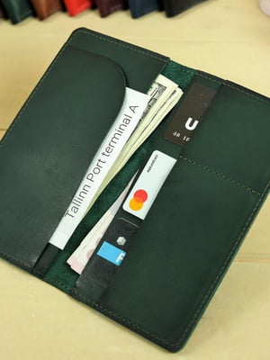Шкіряний гаманець-клатч зеленого кольору | 6797842