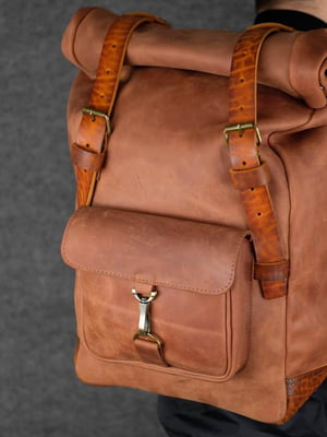 Чоловічий шкіряний рюкзак "Hankle H42" бурштинового кольору | 6797896