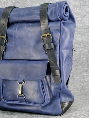 Чоловічий шкіряний рюкзак "Hankle H42" синій | 6797897