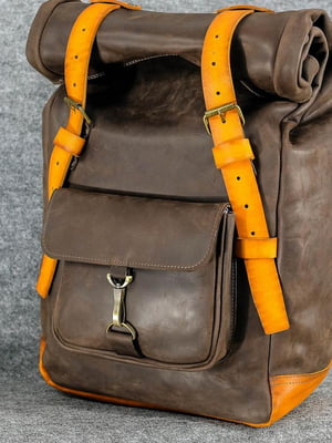 Чоловічий шкіряний рюкзак "Hankle H42" шоколадного кольору | 6797900