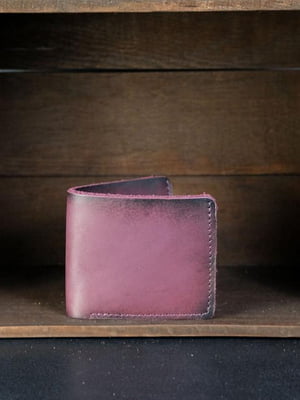 Шкіряний гаманець-портмоне кольору бордо | 6797911