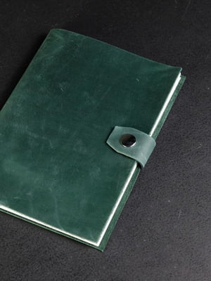 Зеленый блокнот в кожаной обложке формата А5 | 6797931