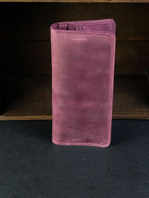 Шкіряний гаманець-клатч на 12 карток бордового кольору | 6798008