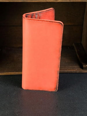 Кожаный кошелек-клатч на 12 карт красного цвета | 6798021