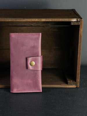Шкіряний гаманець "Батерфляй" фіолетового кольору | 6798081