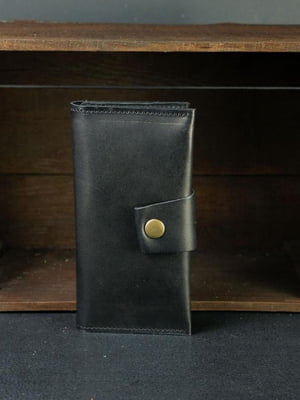 Чорний шкіряний гаманець Berty (18см) | 6798088