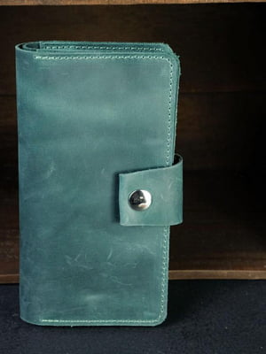 Зеленый кожаный кошелек-клатч "Нова" | 6798091