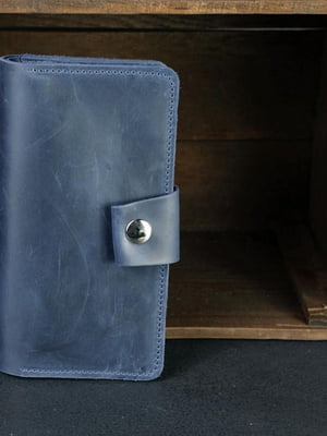 Синій шкіряний гаманець-клатч "Нова" | 6798093