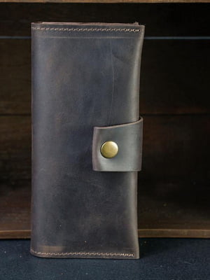 Шкіряний гаманець Berty шоколадного кольору (20 см) | 6798097