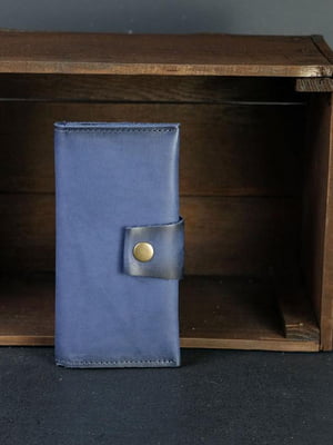 Шкіряний синій гаманець Berty (18 см) | 6798102