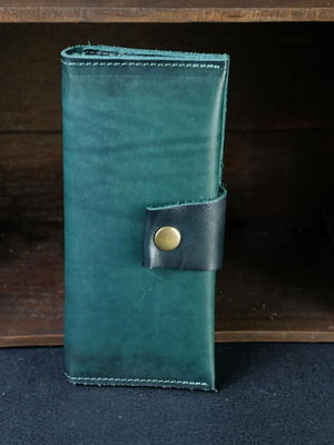 Зеленый кожаный кошелек Berty (20 см) | 6798104