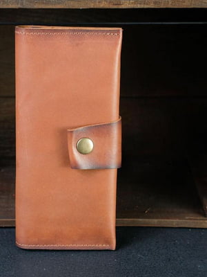Шкіряний гаманець Berty коричневого кольору (20 см) | 6798105