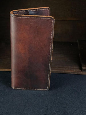 Шкіряний гаманець-клатч на 8 карт вишневий | 6798137