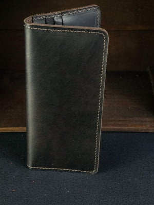 Шкіряний гаманець-клатч на 12 карток кольору кави | 6798251