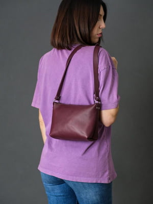 Шкіряна сумка "Літо" бордового кольору | 6798297