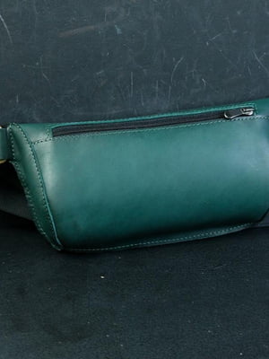 Шкіряна сумка на пояс зеленого кольору | 6798516