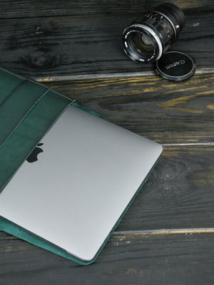 Шкіряний зелений чохол для MacBook | 6798637