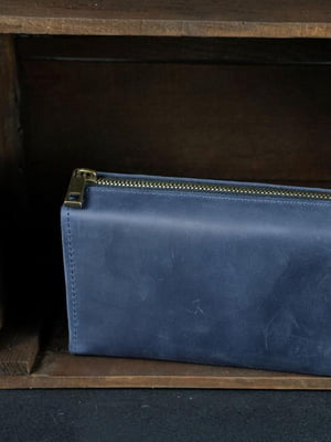 Синій шкіряний гаманець-клатч "Тревел" | 6798655