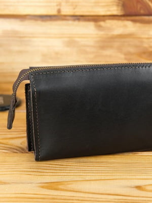 Шкіряний гаманець-клатч "Тревел" шоколадного кольору | 6798656