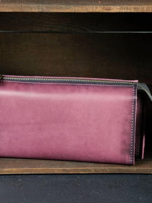 Шкіряний гаманець-клатч "Тревел" бордового кольору | 6798658
