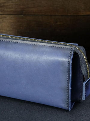 Синій шкіряний гаманець-клатч "Тревел" | 6798660