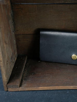 Шкіряний гаманець "Батерфляй" чорного кольору | 6798774