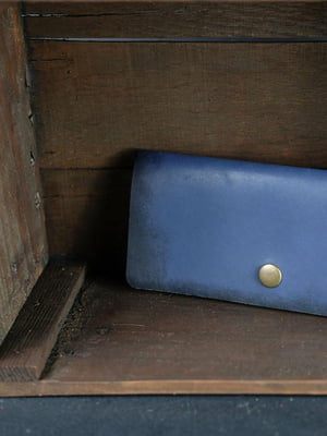 Синій шкіряний гаманець "Батерфляй"  | 6798778
