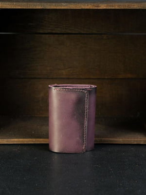 Шкіряний гаманець потрійного складання бордового кольору | 6798801