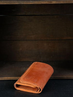 Шкіряний гаманець потрійного складання кольору коньяк  | 6798806