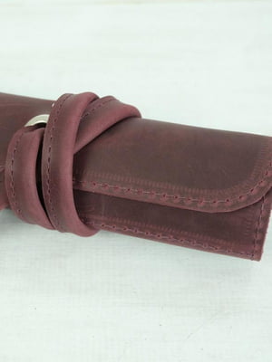 Кожаный пенал "Скрутка на 4 кармана" коричневый | 6798838