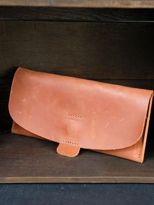 Шкіряний гаманець "Батерфляй 2" коричневий відтінку коньяк | 6798864