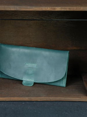 Шкіряний гаманець "Батерфляй 2" зеленого кольору | 6798872
