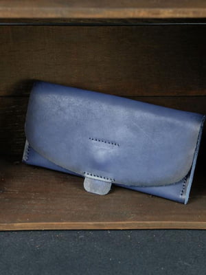 Шкіряний гаманець "Батерфляй 2" синього кольору | 6798873