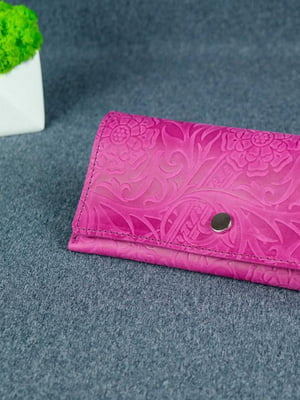 Шкіряний гаманець "Флай" рожевий у візерунок | 6798878