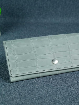 Шкіряний гаманець "Флай" сірий з анімалістичним тисненням | 6798883