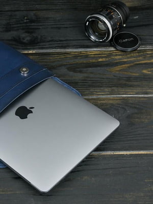 Шкіряний синій чохол для MacBook | 6799014