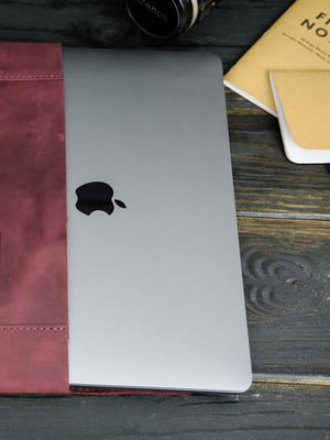Кожаный бордовый чехол для MacBook | 6799048