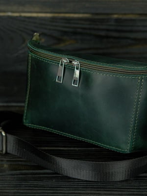 Шкіряна сумка через плече зеленого кольору | 6799094