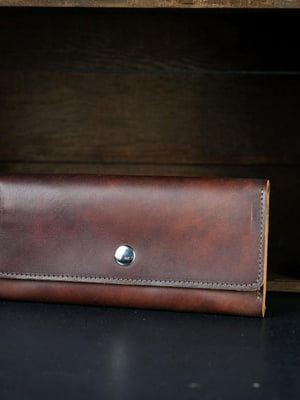 Шкіряний коричневий гаманець на 12 карток | 6799103